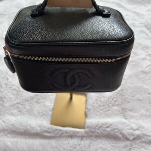 CHANEL Black Leather Cosmetic Case